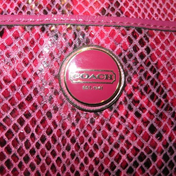 Coach Raspberry Python Embossed Leather Crossbody Messenger Bag in Red Raspberry - Picture 5 of 9